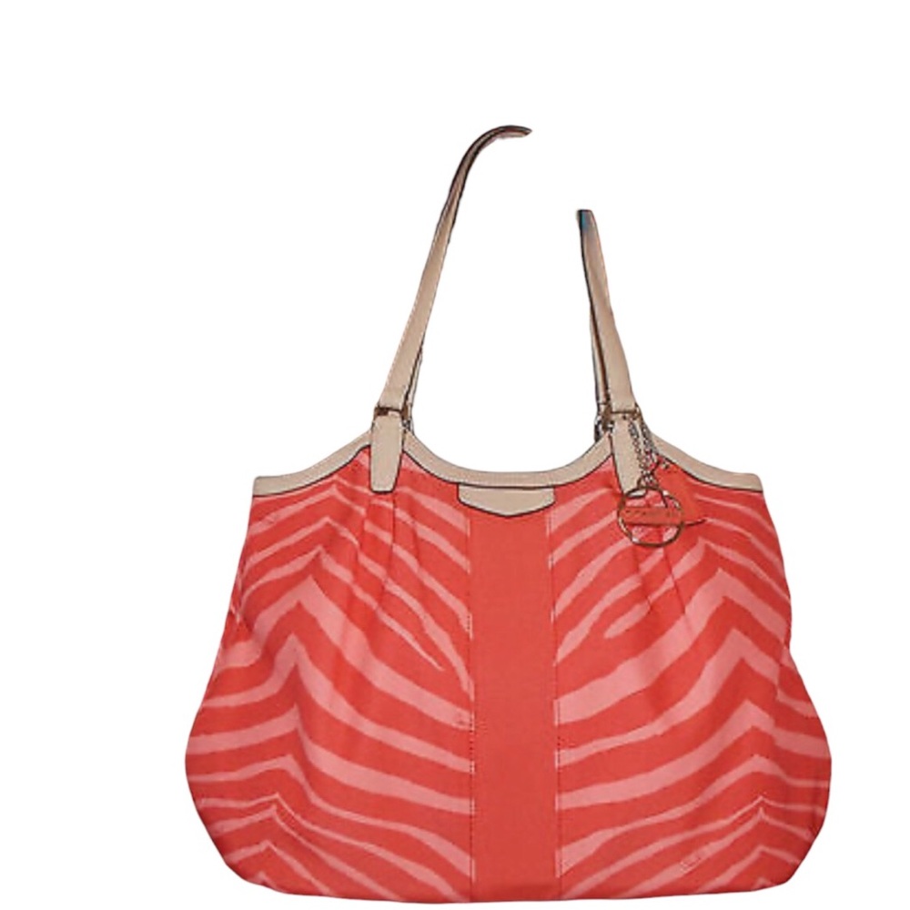 Coach Signature Devin Stripe Zebra Print Shoulder Bag - EUC